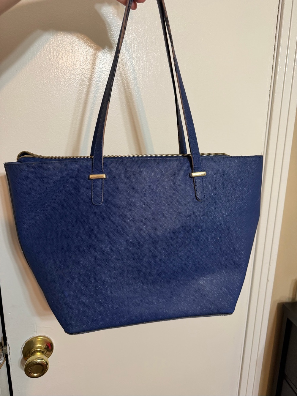 kate spade Blue Saffiano Leather Tote with Gold Accent - Picture 3 of 6